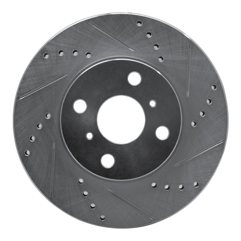 Scion XA Brake Rotor (1) - Front Right - R1 Concepts - Drilled & Slotted - Silver - `04-`06